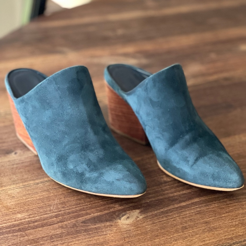 ABLE Blue Suede Mules